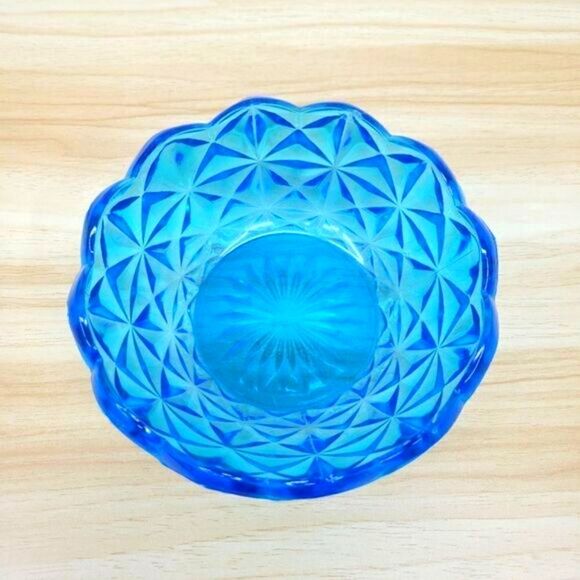 Vintage Monticello Indiana Glass Blue  Candy Dish - Picture 4 of 16